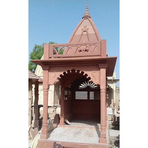 Red Decorative Stone Mandir