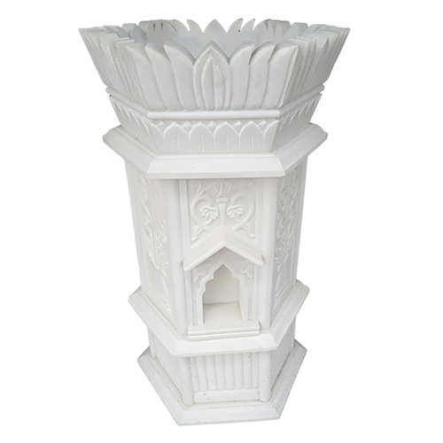 White Marble Tulsi Planter Stand