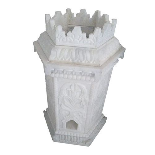 Handcarved Marble Tulsi Planter Stand - Color: White