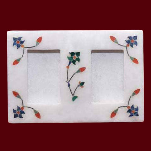 Marble Floral Inlay Picture Frame - Color: White