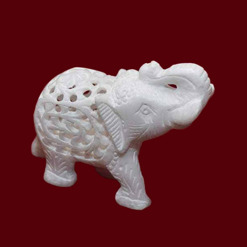 Marble Elephant Statue - Color: White