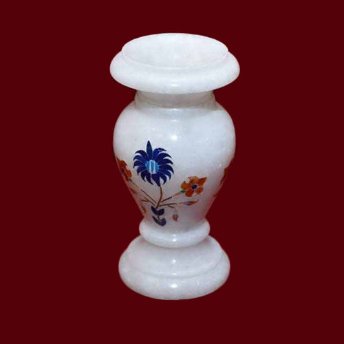 Printed Marble Flower Vase - Color: White