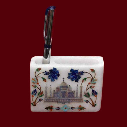 Marble Fancy Pen Stand - Color: White