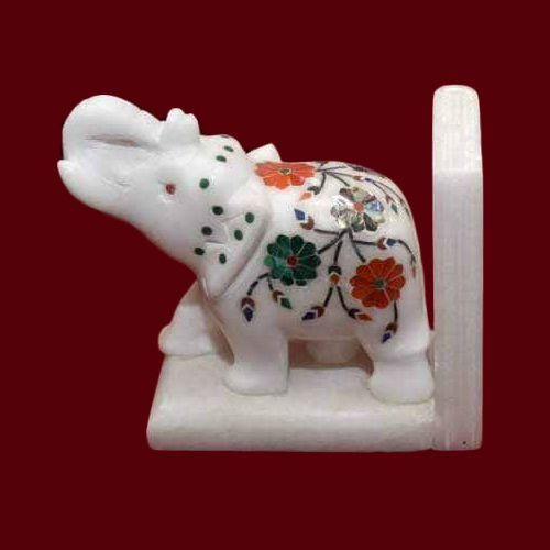 Printed Marble Elephant - Color: White