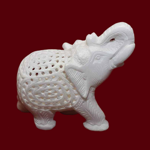 White Marble Elephant Statue