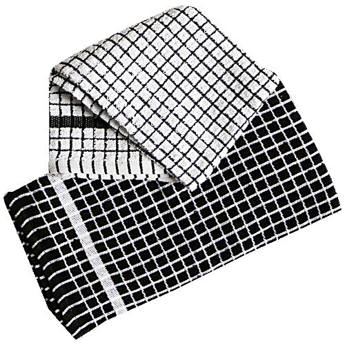 Black And White Checked Terry Kitchen Towel - Pattern: Plain Dyed