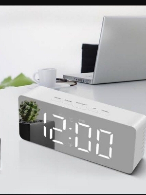 Mirror Digital Desk Top Clock - Color: White