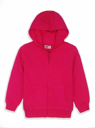 Girls Fuchsia Full Zipper Sweatshirt