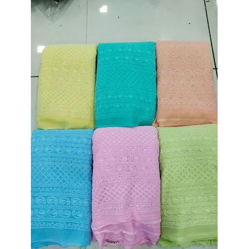 44inch Georgette Chikan Embroidered Fabric