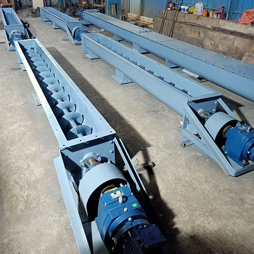 Industrial Screw Conveyor - Color: Blue Paint Coated