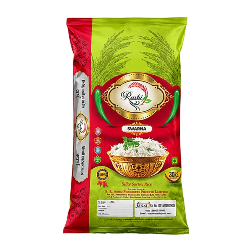 Swarna Silky Sortex Rice - Long Grain, Nil Moisture, High Purity, Organic Cultivation | Smooth Texture, Rich Aroma and Flavor