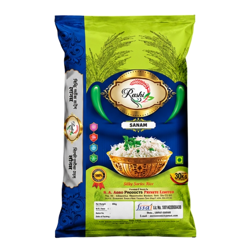 Sanam Silky Sortex Rice - Long Grain, White Color, High Purity, Zero Moisture Content | Organic Cultivation, Perfect for Biryani & Pulao