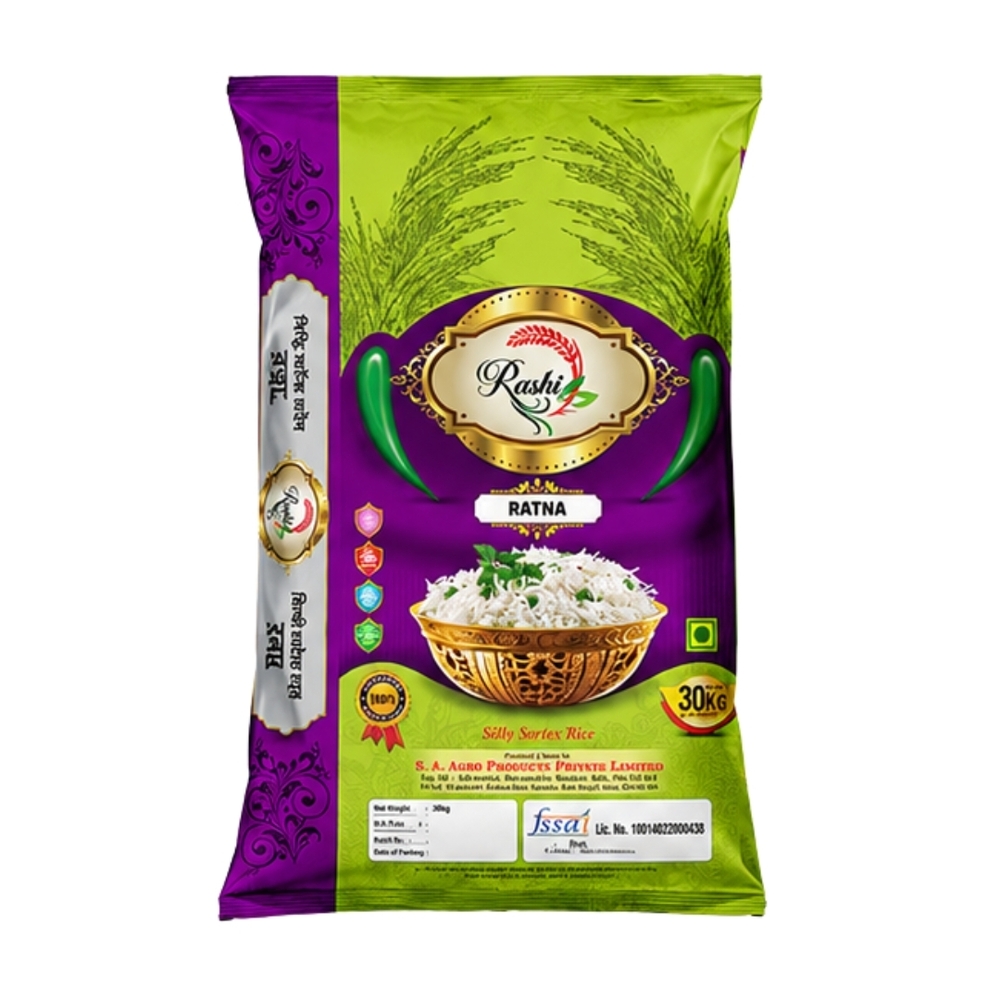 Ratna Silky Sortex Rice - Long Grain Size, White Color | Organic with Nil Moisture, High Purity, Carefully Dried for Freshness