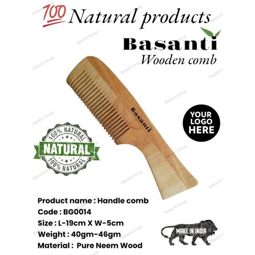 BG0014 Neem Wood Handle Comb