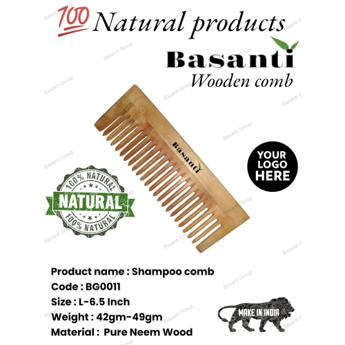 BG0011 Neem Wood Shampoo Comb