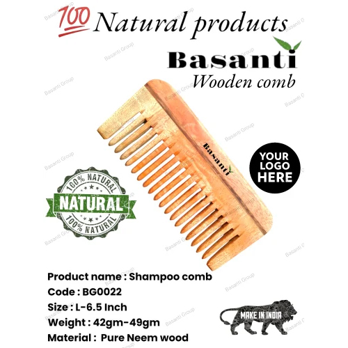 BG0022 Neem Wood Shampoo Comb