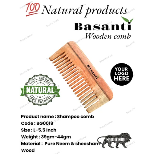 BG0019 Prakritii Neem Wood Comb