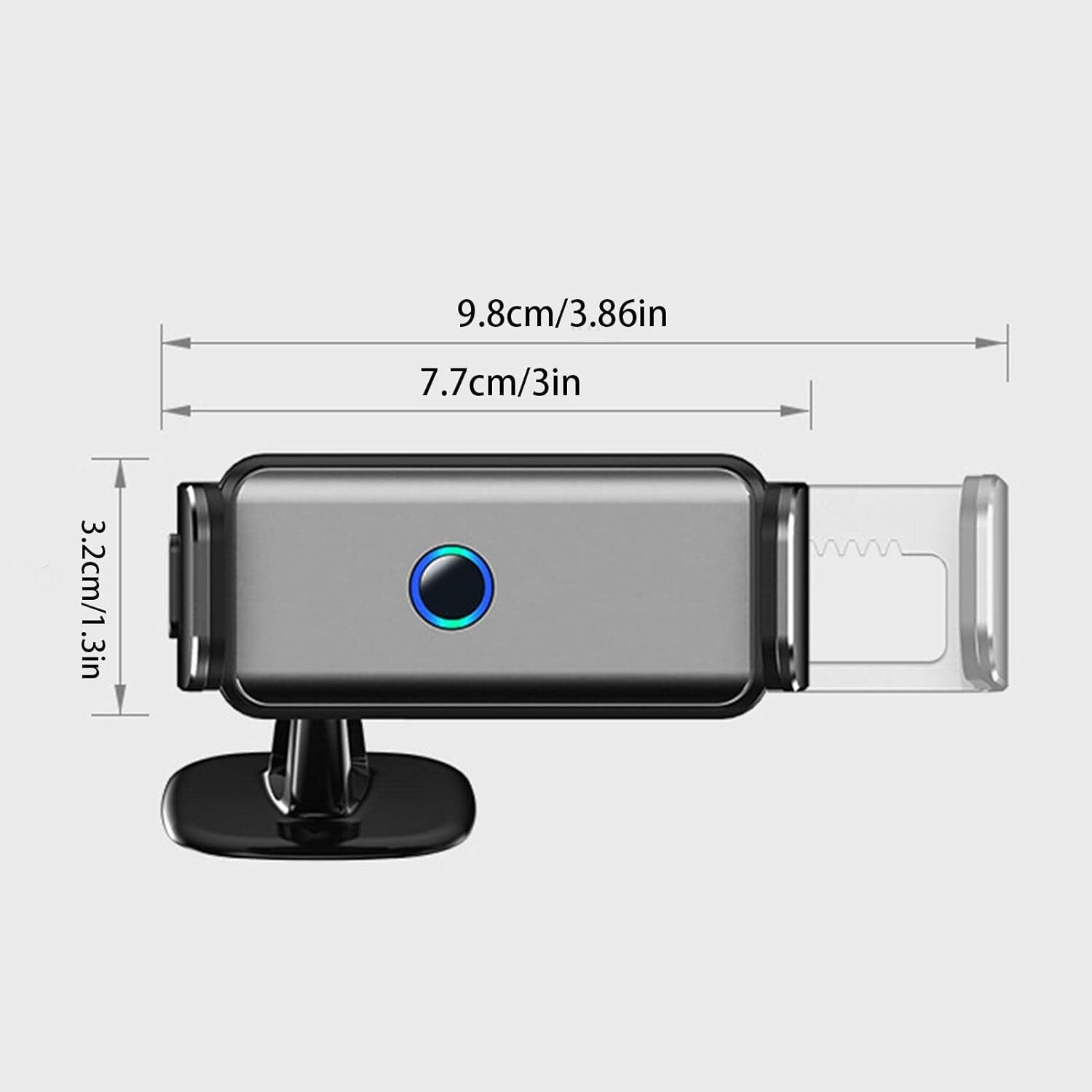 Phone Holder For Car Matte Texture - Aviation Aluminum Alloy & Abs, 3x2.3x1.3 Inches | 360-degree Adjustable, One-handed Use, Sturdy High-density Rubber Clamp