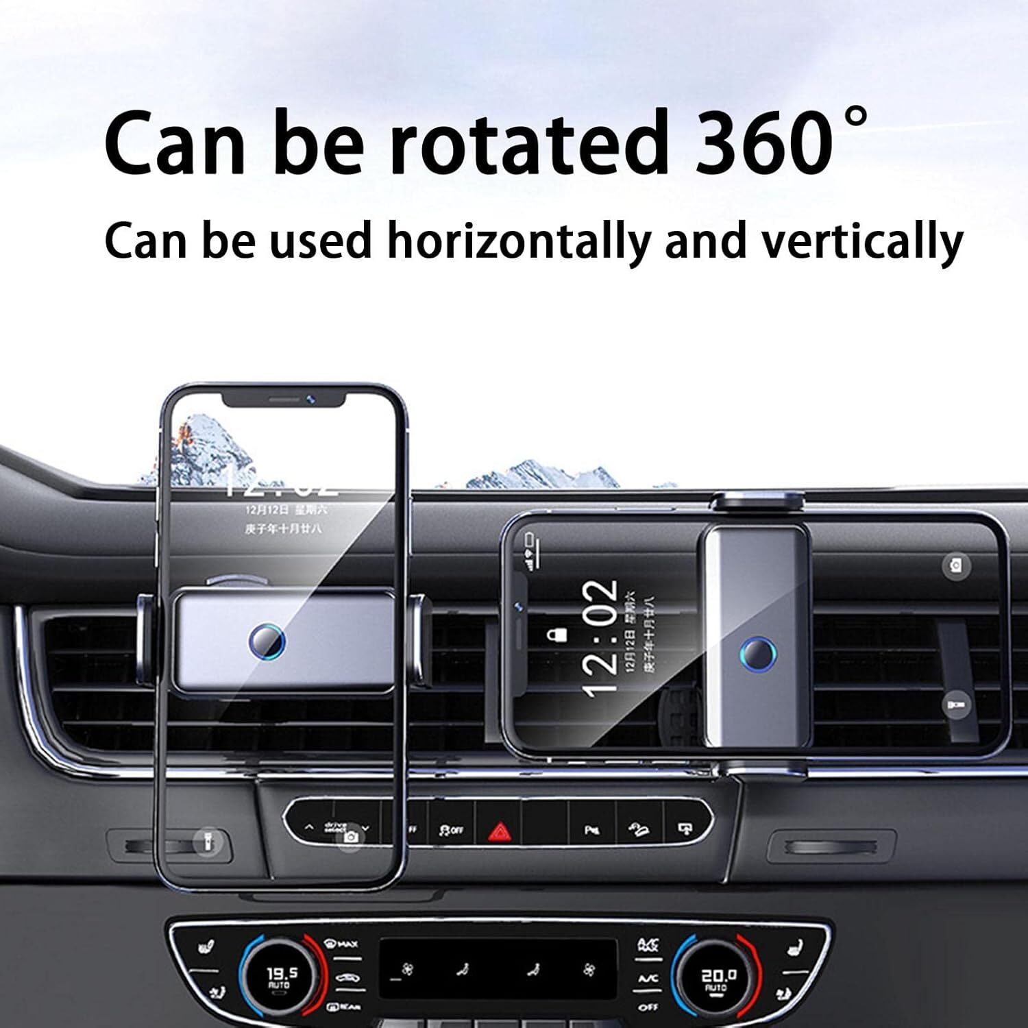 Phone Holder For Car Matte Texture - Aviation Aluminum Alloy & Abs, 3x2.3x1.3 Inches | 360-degree Adjustable, One-handed Use, Sturdy High-density Rubber Clamp