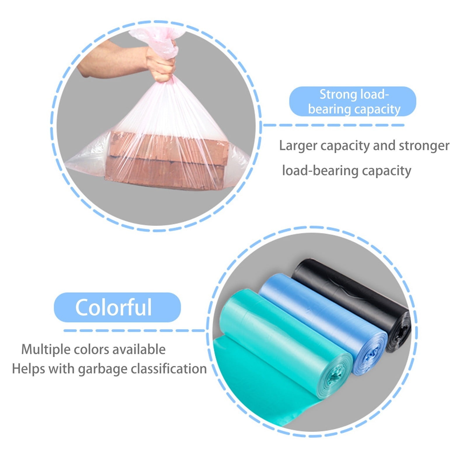 Mitsico 6 Roll Garbage Bag - Hdpe Material, Free Size, Multicolor | High-quality, Leak-proof Design, Break-point Tear For Easy Disposal