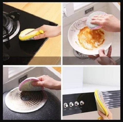 Mitsico 5 Pcs Double Sides Cleaner Kitchen Sponge Double-sided Multicolor Cleaning Sponge Pot Pan Dishwashing Sponge Reusable Household Cleaning Tools Dishwashing Brushes(multicolor)
