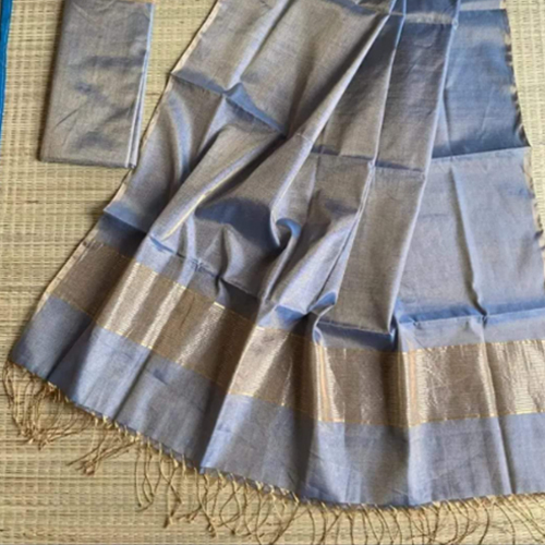 Ladies Tissue Linen Saree - Design: Solid Solid