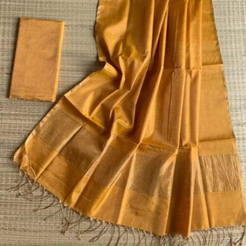 Ladies Tissue Linen Saree - Design: Solid Solid