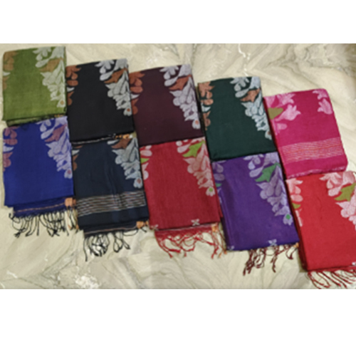 Ladies Pure Linen Saree - Color: Multicolor