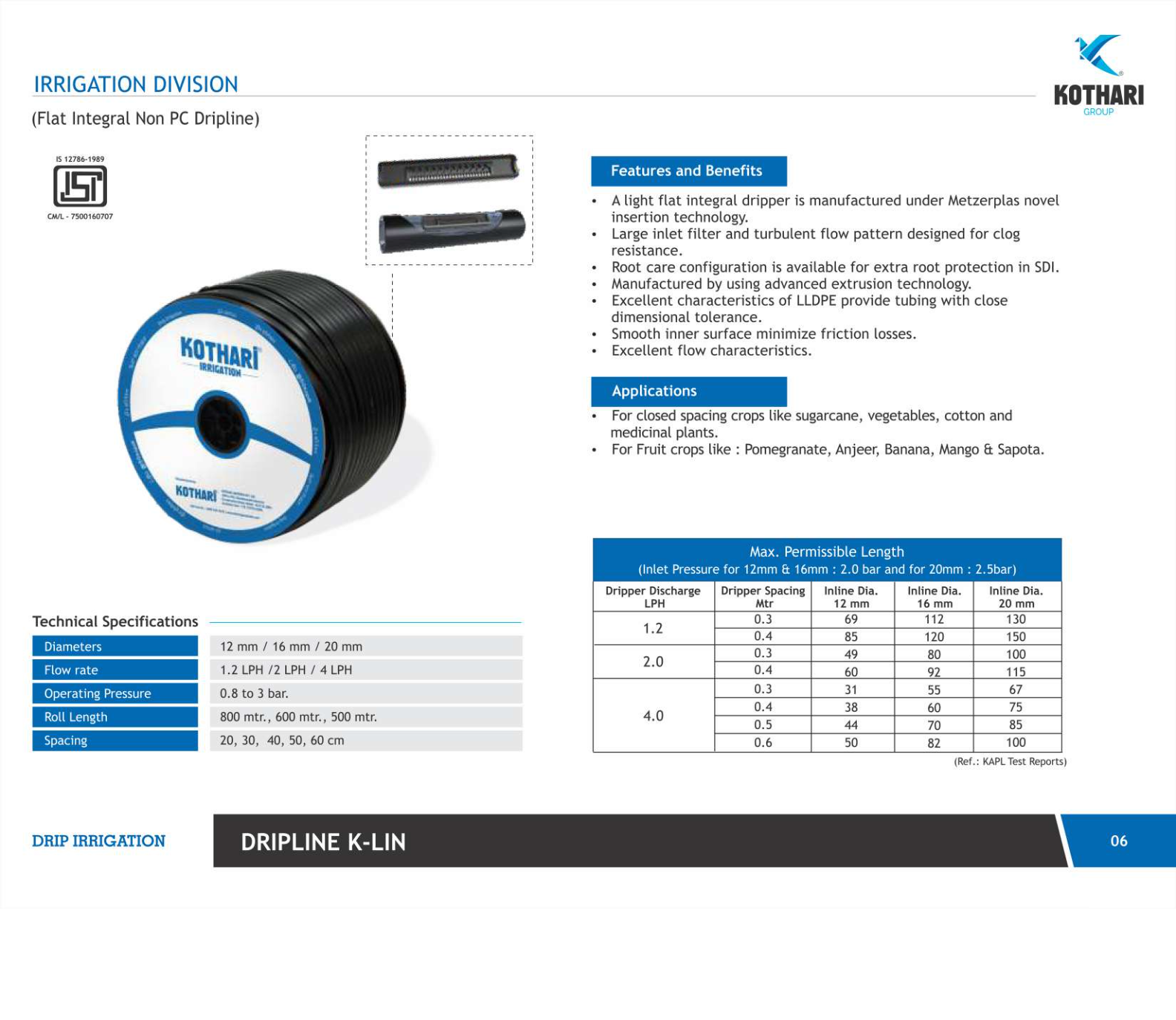 K-Gol Emitting Pipe - 6511IIDKGE000020  - ISI Dripline Gol