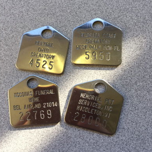 Model No-20015 Human And Pet Stainless Steel Cremation Identification Discs - Color: Golden