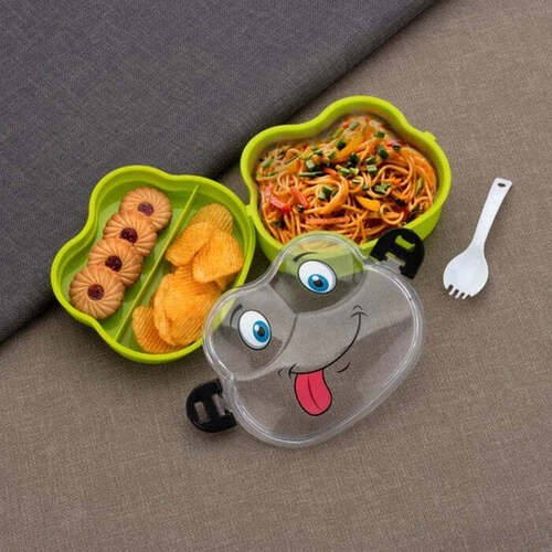 Double Layer Froggy Shape Lunch Box with Spoons