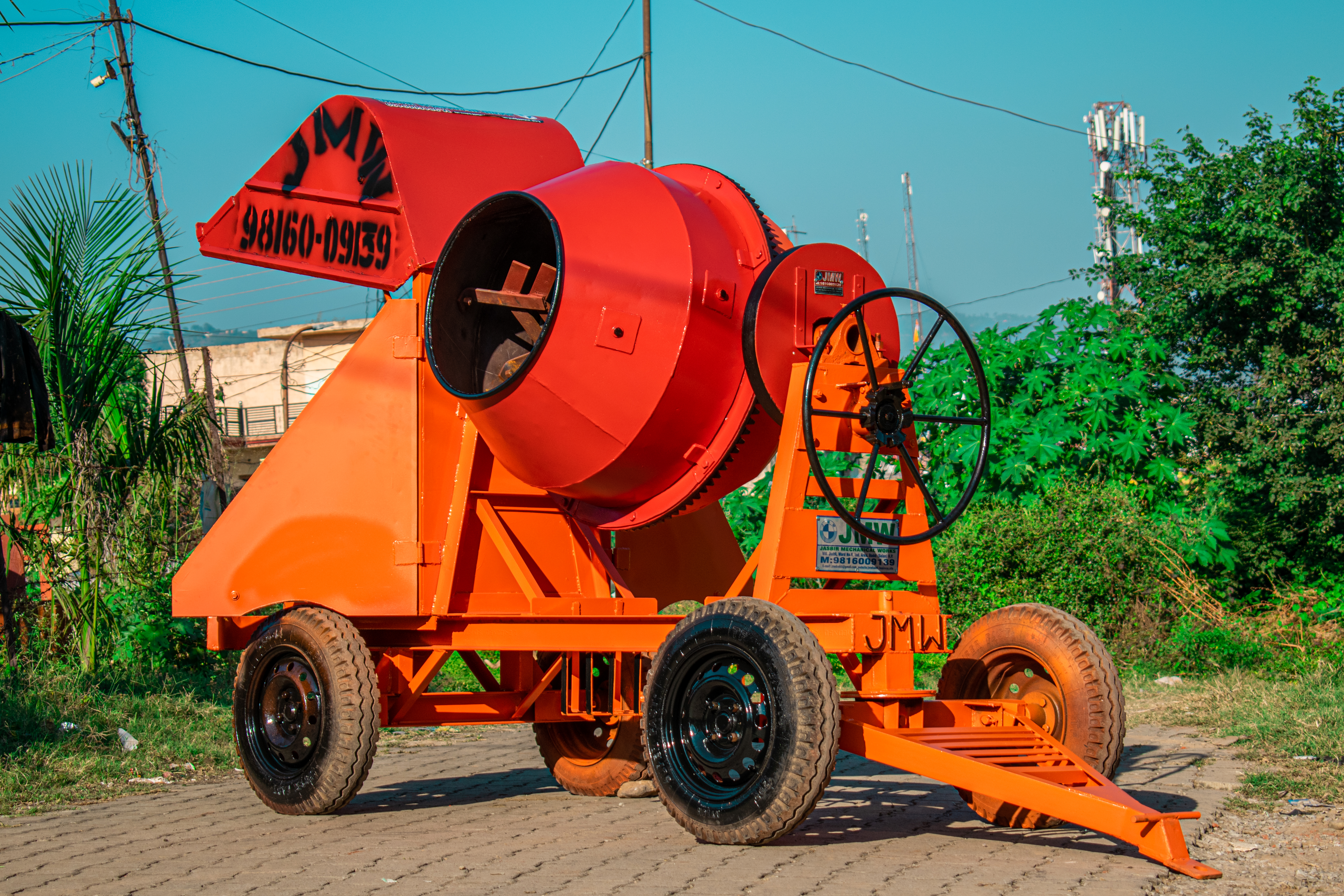 Full Bag Mixture Machine - Mild Steel, Industrial-grade, Orange Color | Automatic Operation, Manual Control, Easy To Move, Warranty Included