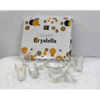 Crystella Plain Glass Bowl Set - 9 Piece Round Shape, Various Sizes | Transparent Glass Material, Plain Surface Finish