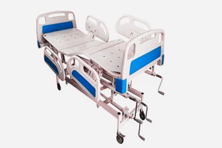 FIVE FUNCTIONS MANUAL ICU BED Overall Size : 2200L X 1000W X 600-800H mm.