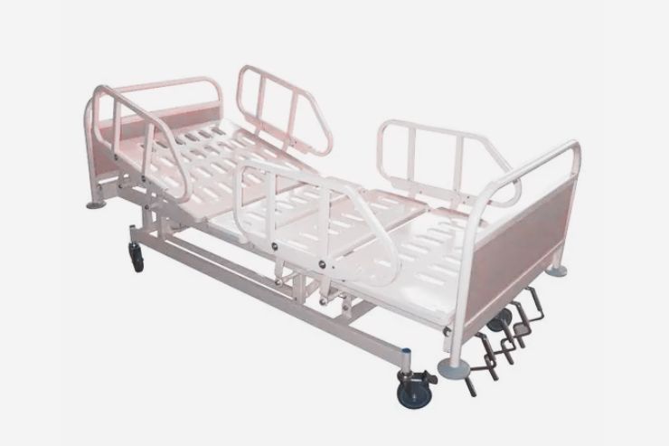 FIVE FUNCTIONS MANUAL ICU BED Overall Size : 2200L X 1000W X 600-800H mm.