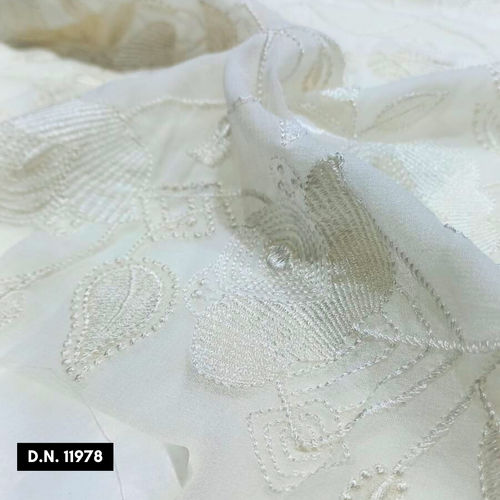 Dyeable Georgette Chikankari Jaal Embroidery Fabric