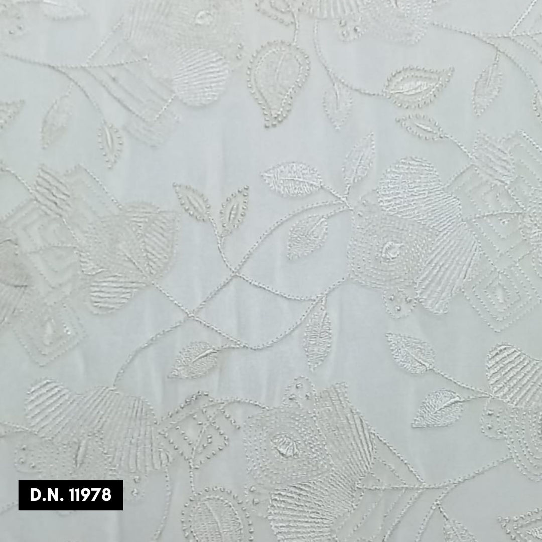 Dyeable Georgette Chikankari Jaal Embroidery Fabric