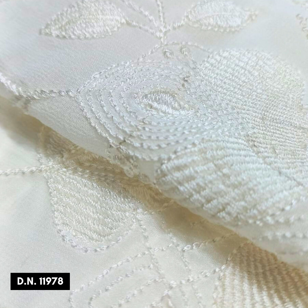 Dyeable Georgette Chikankari Jaal Embroidery Fabric