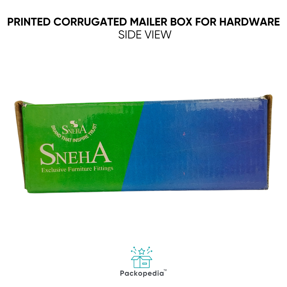 Printed Corrugated Mailer Box For Hardware - Corrugated Board, Rectangle, Multicolour | Customizable Eco-friendly Packaging Solution