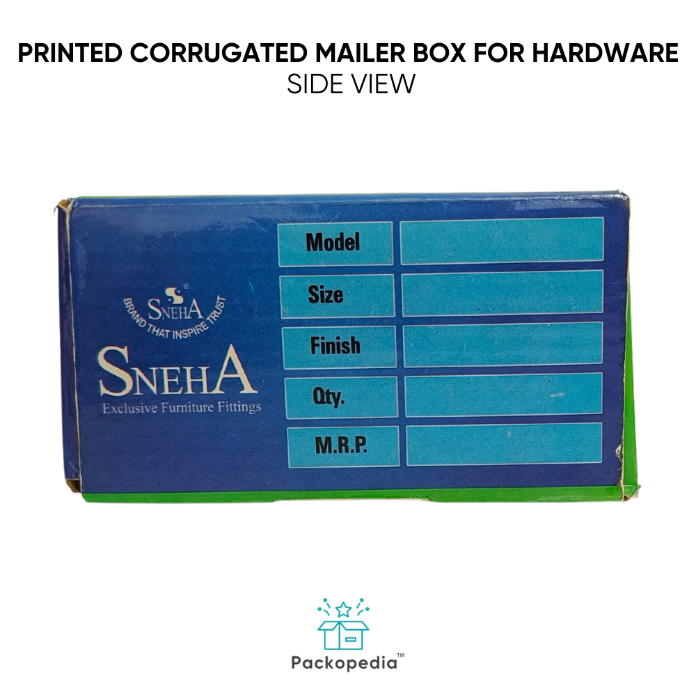 Printed Corrugated Mailer Box For Hardware - Corrugated Board, Rectangle, Multicolour | Customizable Eco-friendly Packaging Solution