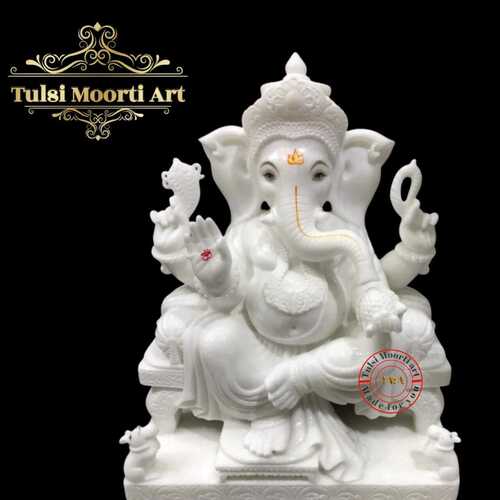 Marble Ganesh Ji Statue - Finishing: Polishing