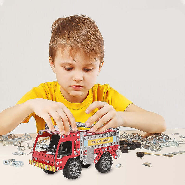 Metal Diy Fire Truck Building Blocks