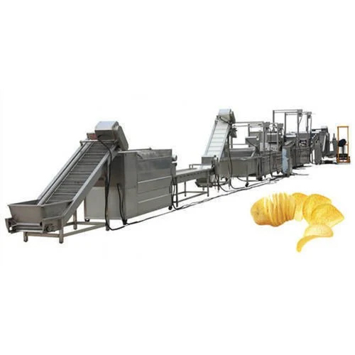 Potato Chips Processing Line - 500 kg per Hour Capacity, Stainless Steel Build, Automatic Operation, Energy Efficient | Warranty Included, Advanced Food Processing Machine