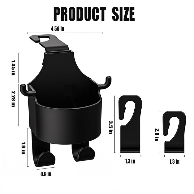 Car Seat Headrest Cup Holder With Hooks - High-quality Pp Material, 27.41 X 13.59 X 8.61 Cm | Multi-functional Dual-hook Design, Easy Installation, Replaceable Hook