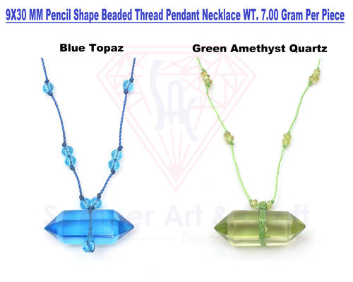 9X30 MM Pencil Shape Beaded Thread Pendant Necklace