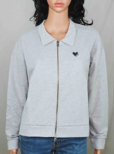 ELLE PARIS Ladies Full Zipper Grey Cardigan