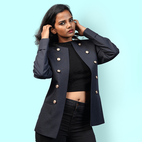 Womens Open Front Double Breasted Blazer