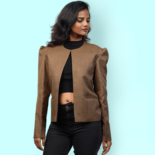 Open Front Womens Brown Blazer
