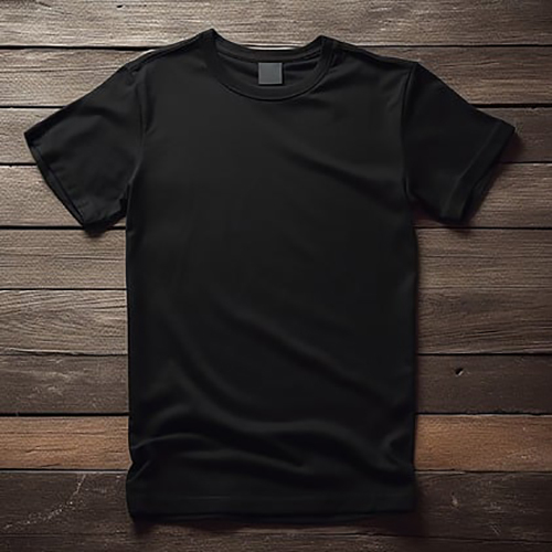 Black Round Neck T Shirt - Pattern: Plain