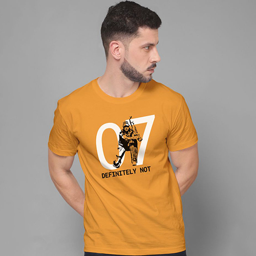 Cotton Round Neck T Shirt - Color: Yellow